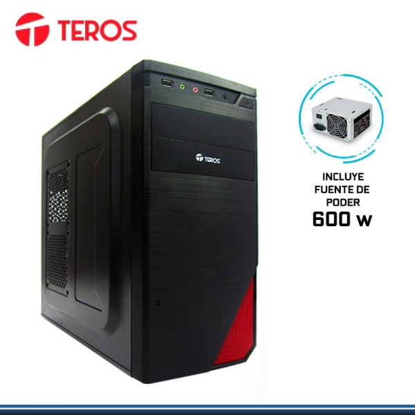 CASE TEROS TE-DN802RD BLACK/RED C/ FUENTE 600W ATX