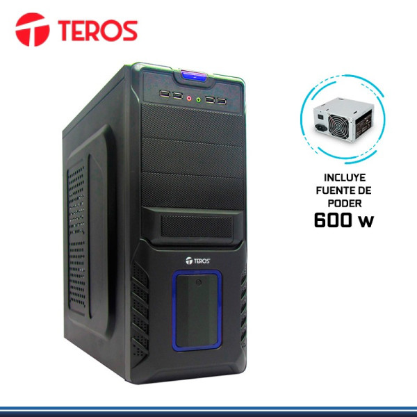 CASE TEROS BLACK/BLUE V13 C/FUENTE 600W ATX