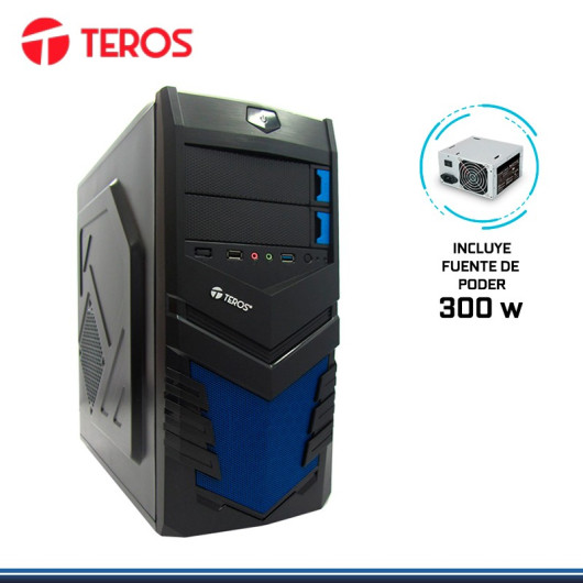 CASE TEROS TE-X2005BB BLACK/BLUE C/ FUENTE 300W ATX