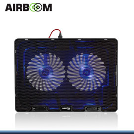 COOLER DE NOTEBOOK AIRBOOM POLARIS  ALUMINIO, 2 PUERTOS USB LED AB 003