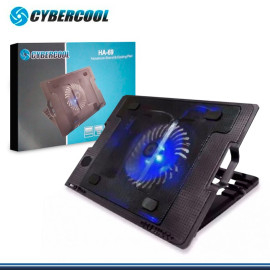 COOLER CYBERCOOL  PLASTICO/METAL  C/1 COOLER LED AZUL HA-69 RECLINABLE 2P/USB
