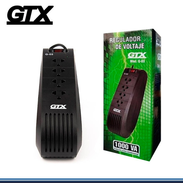 ESTABILIZADOR GTX MOD-G 03 1000 W DE 4 TOMAS, NEGRO