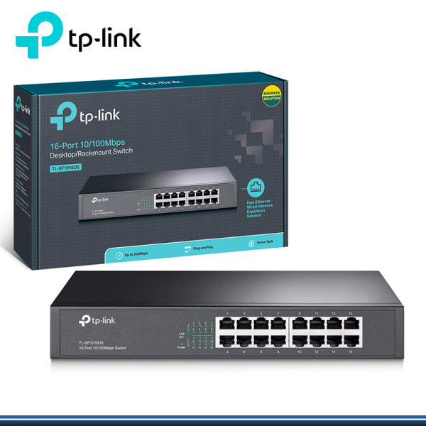 SWTCH TP-LINK 16 PORT 10/100 MBPS PARA RACK 19" TL-SF1016DS (G.TPLINK)