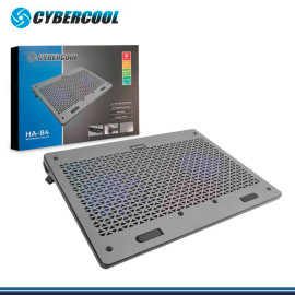 COOLER CYBERCOOL HA-84 ALUMINIO/PLASTICO 5 NIVELES  C/2 C- LED AZUL DE 14CM  RECLINABLE C/2 PTOS USB