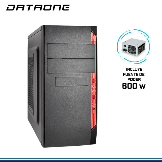 CASE DATAONE ORION 584 NEGRO CON ROJO FUENTE 600W USB 2.0