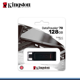 MEMORIA USB KINGSTON DE 128GB  DATA TRAVELER 70 3.2  BLACK (PN:DT70/128GB)