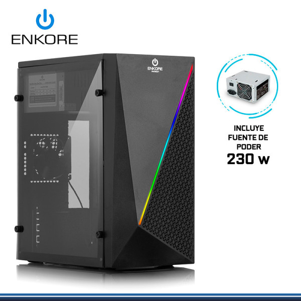 CASE ENKORE PATRIOT ENC 3005 GAMER F/230W RGB FRONTAL