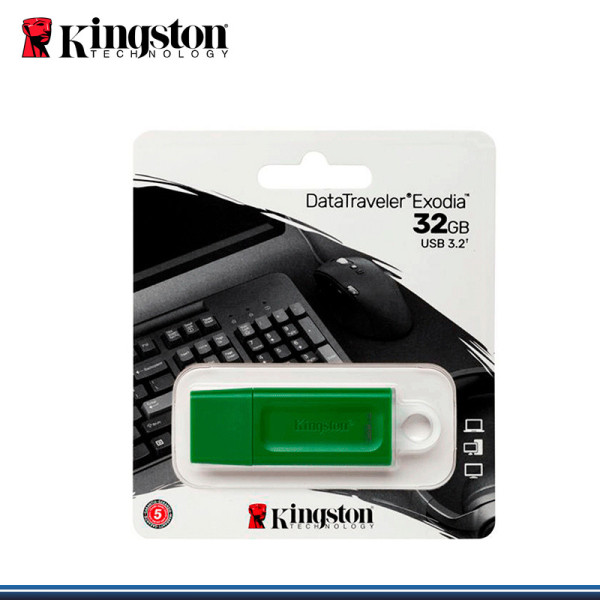 MEMORIA USB KINGSTON  32GB GREEN DATATRAVELER EXODIA (KC-U2G32-7GG)