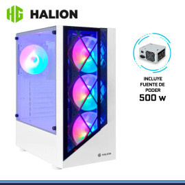 CASE GAMER HALION DRAGON CR15  BLANCO 500W LED VIDRIO TEMPLADO , USB 3.0