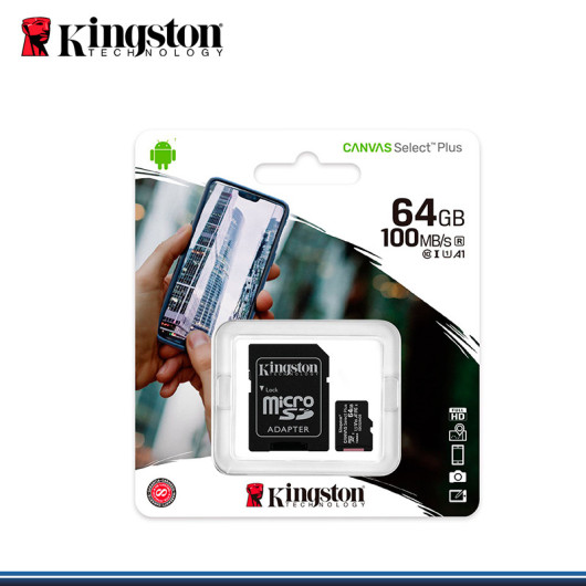 MEMORIA KINGSTON MICRO SD DE 64GB/100MB/S CANVAS PN SDCS2/64GB