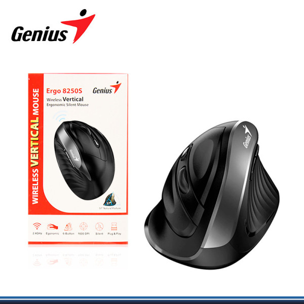 MOUSE GENIUS ERGO 8250S VERTICAL  WIRELESS /BLUETOOTH  ERGO 6 BOTONES SILVER GREY ( PN :31030031401)