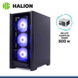 CASE HALION TITAN 104 RGB BLACK CON FUENTE 600W VIDRIO TEMPLADO USB3.0/USB 2.0