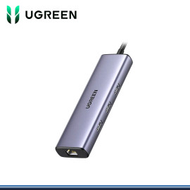 HUB USB-C UGREEN CM512 6 EN 1 3 USB 3.0/1 HDMI/1 RJ45/1 USB-C DE CARGA (PN:15598)