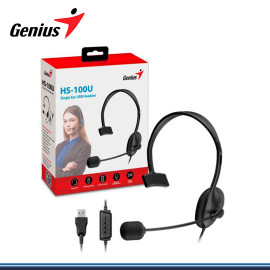 AUDIFONO GENIUS HS-100U CON MICROFONO MONO USB BLACK (PN:31710027400)