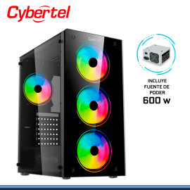 CASE CYBERTEL VANGUARD CBX5006 RAINBOW CON FUENTE 600W VIDRIO TEMPLADO USB 3.0/USB 2.0
