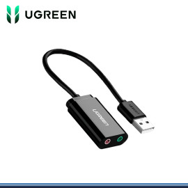 ADAPTADOR DE AUDIO UGREEN USB STEREO CON ALTAVOZ  3.5 mm (PN:30724)