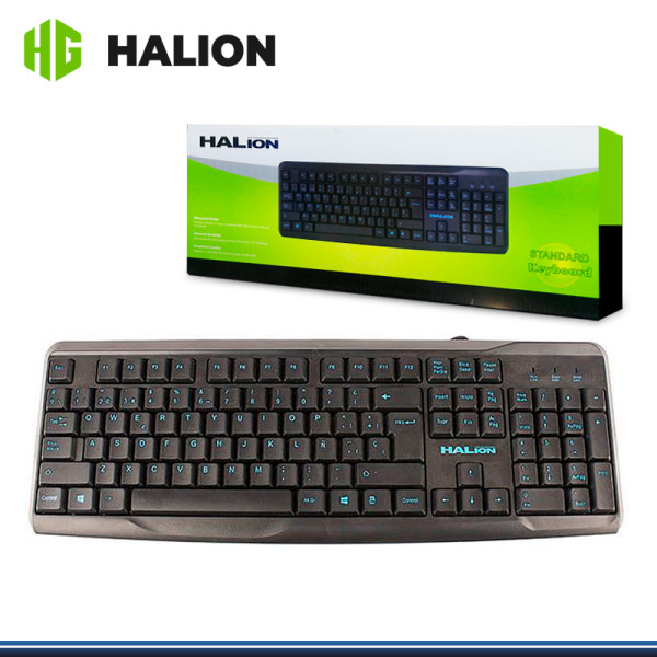 TECLADO HALION HA K608 NEGRO STANDARD TECLAS ILUMINACION AZUL USB