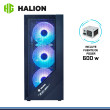 CASE HALION TORNADO 03 ARGB BLACK CON FUENTE 600W VIDRIO TEMPLADO USB 3.0/USB 2.0