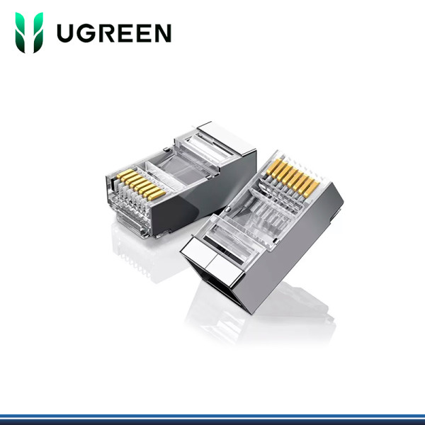 CONECTOR UGREEN RJ45 CAT6 DE METAL BLINDADO CAJA DE 100 UNIDADES (PN:50248)