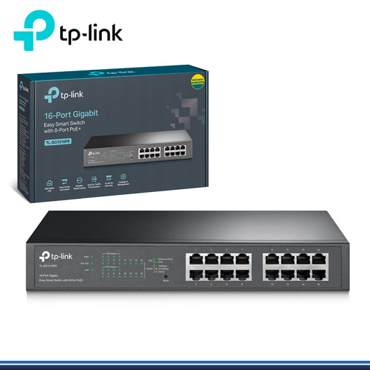 SWITCH TP-LINK TL-SG1016PE EASY SMART DE 16 PUERTOS GIGABIT CON 8 PUERTOS POE+