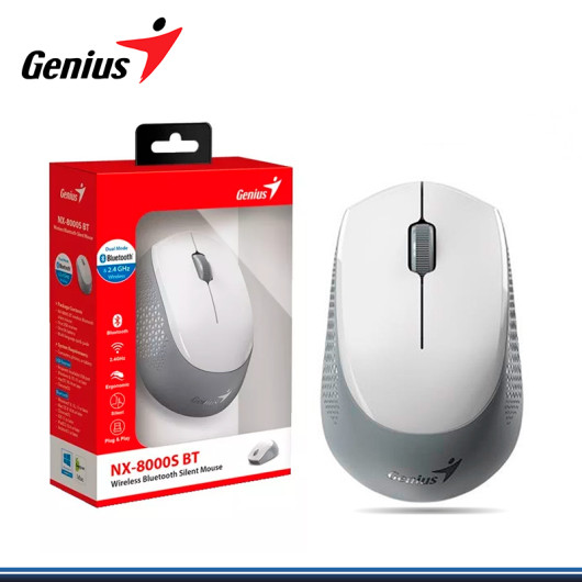 MOUSE GENIUS NX-8000S SILENT WHITE GREY WIRELESS (PN:31030034400)