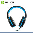 AUDIFONO HALION HA-S7 BLACK BLUE LED AZUL CON MICROFONO CONEXIÓN 3.5mm + USB