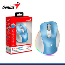 MOUSE GENIUS ERGO 9000S PRO RGB LIGHT BLUE WIRELESS BLUETOOTH RECARGABLE (PN:31030039401)