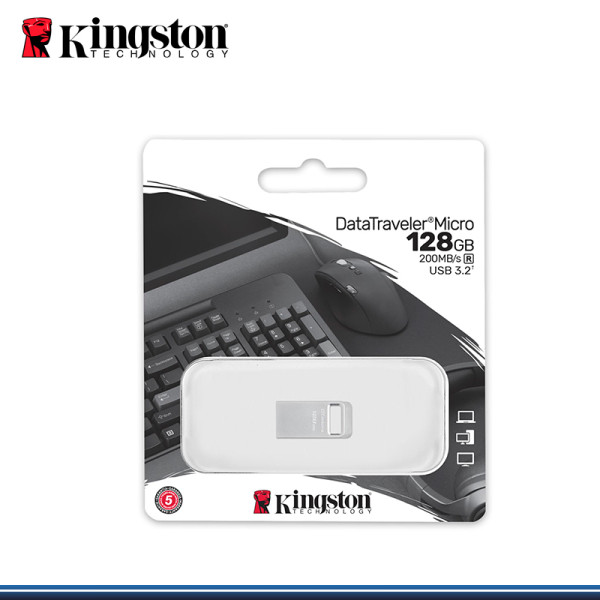 MICRO UNIDAD FLASH USB 128GB KINGSTON DATATRAVELER METAL (PN:DTMC3G2/128GB)