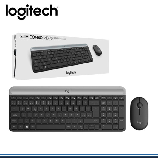 KIT LOGITECH MK470 SLIM BLACK WIRELESS TECLADO + MOUSE (PN:920-09266)