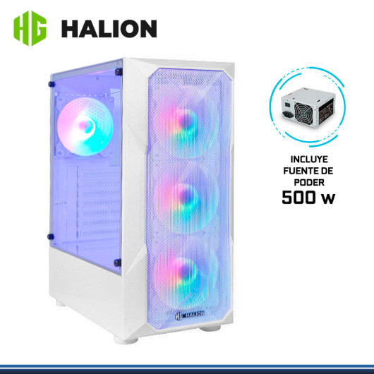 CASE HALION STUKA CR11 WHITE 500W SIN FUENTE VIDRIO TEMPLADO USB 2.0/USB 3.0