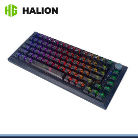 TECLADO HALION GASKET HA-K751 RGB TRANSPARENTE MECANICO CONECTOR USB-C