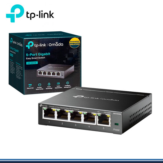 SWITCH TP-LINK DS105GE OMADA SMART 5 PUERTOS GIGABIT 10/100/1000 MBPS METALICO