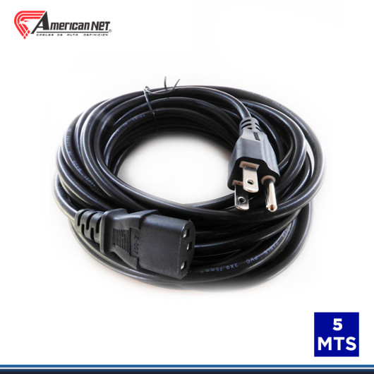 CABLE PODER AMERICAN NET DE 5 METROS DE 3x14AWG NEGRO