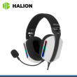 AUDIFONO HALION HA-554 ICARUS RGB WHITE BLACK CON MICROFONO CONEXIÓN USB