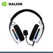 AUDIFONO HALION HA-554 ICARUS RGB WHITE BLACK CON MICROFONO CONEXIÓN USB