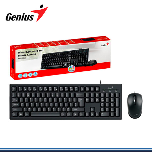 KIT GENIUS KM-100SE AI COPILOT BLACK TECLADO MULTIMEDIA USB + MOUSE USB (PN:3133009401)