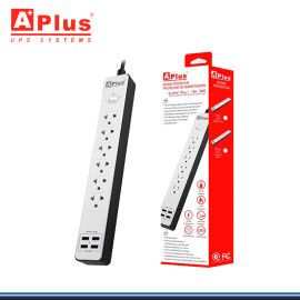 SUPRESOR DE PICO WHITE A+ PLUS 6 TOMAS + 4 USB 3.0 CON CABLE DE 1.80 METROS (PN:GP-I-550/6P)