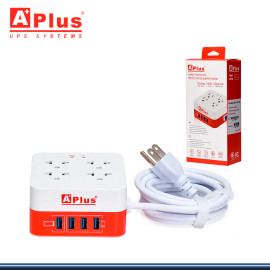 SUPRESOR DE PICO WHITE A+ PLUS 4 TOMAS + 4 USB 3.0 CON CABLE DE 1.20 METROS (PN:GP-PLUSEXT4*4)