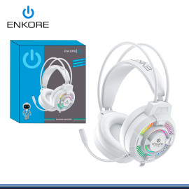 AUDIFONO ENKORE ACTIVE 5.1 EKHG1004U-W WHITE RAINBOW LED CON MICROFONO CONEXIÓN USB