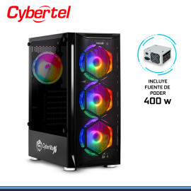 CASE CYBERTEL STRIKER CBX 5013RK BLACK ARGB CON FUENTE DE 400W VIDRIO TEMPLADO USB 3.0/USB 2.0