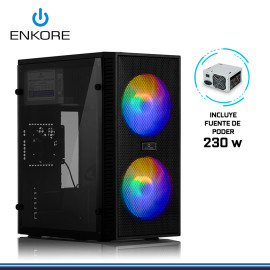 CASE ENKORE KINGDOM ENC 3003 BLACK RAINBOW CON FUENTE DE 230W PANEL ACRILICO USB 2.0
