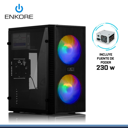 CASE ENKORE KINGDOM ENC 3003 BLACK RAINBOW CON FUENTE DE 230W PANEL ACRILICO USB 2.0 CASE ENKORE KINGDOM ENC 3003 BLACK RAINBOW CON FUENTE DE 230W PANEL ACRILICO USB 2.0