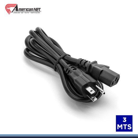 CABLE PODER AMERICAN NET DE 3 METROS DE 3x14AWG NEGRO EN BOLSA
