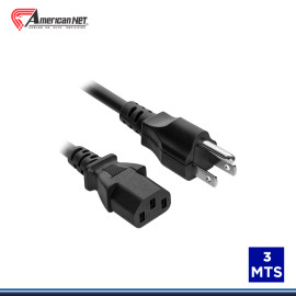 CABLE PODER AMERICAN NET DE 3 METROS DE 3x14AWG NEGRO EN BOLSA
