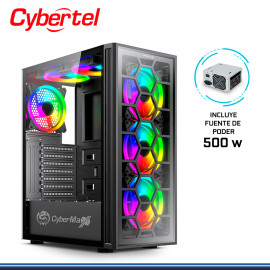 CASE CYBERTEL OPTIMUS CBX 5002 RGB CONFUENTE 500W VIDRIO TEMPLADO USB 3.0/USB 2.0