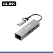 HUB USB-C/A GLINK 4 EN 1 GL-051A 3 PUERTOS USB 3.0/1 RJ45 LAN GIGABIT