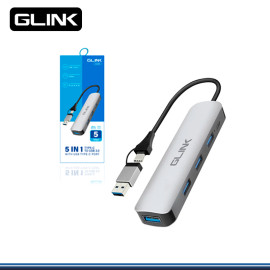 HUB USB-C/USB 3.0 GLINK 5 EN 1 GL-050 4 PUERTOS USB 3.0/1 USB-C
