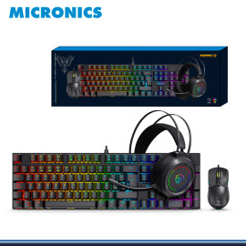 KIT MICRONICS MIRAGE MIC GTX 2003 3K BLACK TECLADO + MOUSE + AUDIFONO