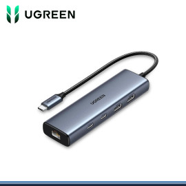 HUB USB TIPO-C UGREEN 5 EN 1 PUERTOS 2 x USB-C 3.2 / 1 x USB-A 3.2 / 1 x USB-A 2.0 / 1 x RJ45 1000BPS (PN:45320)