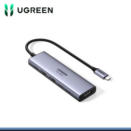 HUB USB TIPO-C UGREEN 6 EN 1 PUERTOS 2 x USB-C 3.2 / 2 x USB-A 3.2 / 1 x HDMI 4K 60HZ / 1 x PD 100W (PN:35999)